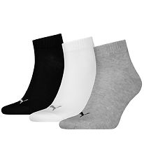 Puma Sneaker-Socken - 3er-Pack - Quarter Plain - Grau/Weiß/Schwa Puma Sneaker-Socken - 3er-Pack - Quarter Plain - Grau/Weiß/Schwa