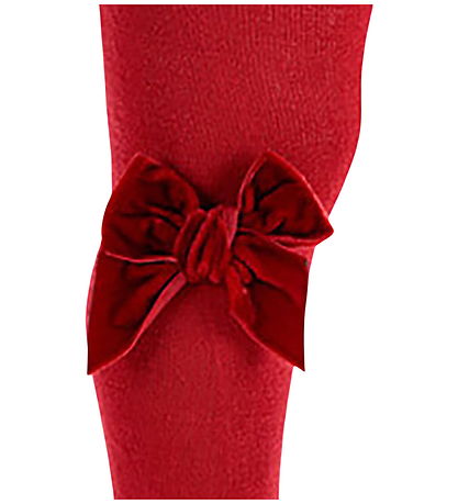 Condor Tights w. Velvet Bow - Red Velvet