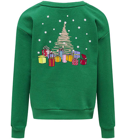 Kids Only Sweatshirt - KogYda - Xmas Life - Green Jacket/Present Kids Only Sweatshirt - KogYda - Xmas Life - Green Jacket/Present