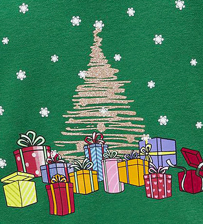 Kids Only Sweatshirt - KogYda - Xmas Life - Green Jacket/Present Kids Only Sweatshirt - KogYda - Xmas Life - Green Jacket/Present