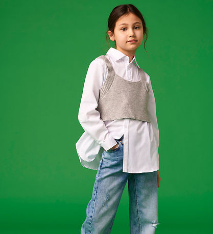Kids Only Shirt/Top - KogZoe - Knitted - Cloud Dancer/Light Grey Kids Only Shirt/Top - KogZoe - Knitted - Cloud Dancer/Light Grey