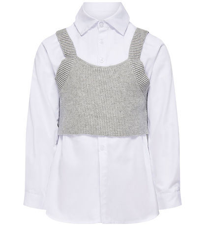 Kids Only Shirt/Top - KogZoe - Knitted - Cloud Dancer/Light Grey Kids Only Shirt/Top - KogZoe - Knitted - Cloud Dancer/Light Grey