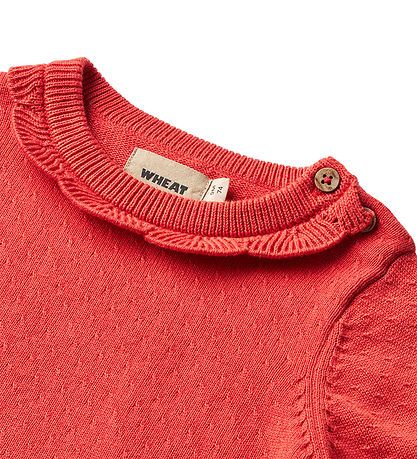 Wheat Dress - Knitted - Nannie - Candy Red w. Structure Wheat Dress - Knitted - Nannie - Candy Red w. Structure