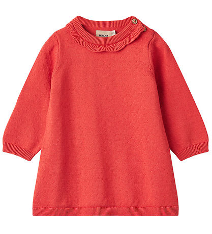 Wheat Dress - Knitted - Nannie - Candy Red w. Structure Wheat Dress - Knitted - Nannie - Candy Red w. Structure