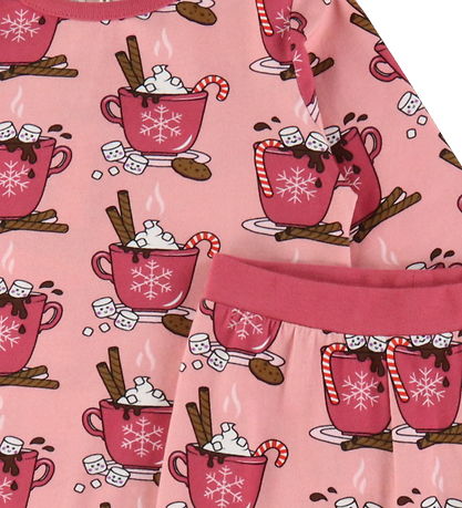 Småfolk Pyjama Set - 2 Parts - Bridal Rose w. Hot Chocolate