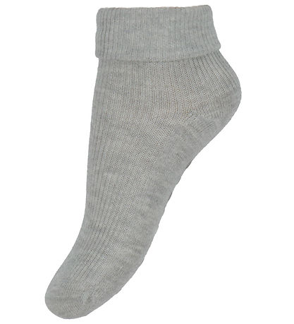 Minymo Socks - Rib - 2-Pack - Non-Slip - Light Grey Melange
