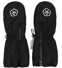 Color Kids Mittens w. Zipper - Black Color Kids Mittens w. Zipper - Black