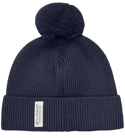 En Fant Beanie - Wool/Acrylic - Parisian Night w. Faux Fur Pom P