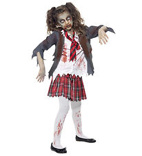 Smiffys Costume - Zombie School Girl - Grey/White/Red Smiffys Costume - Zombie School Girl - Grey/White/Red