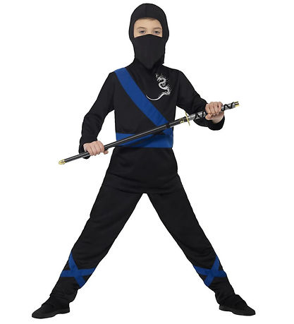 Smiffys Costume - Ninja Assassin - Black/Blue