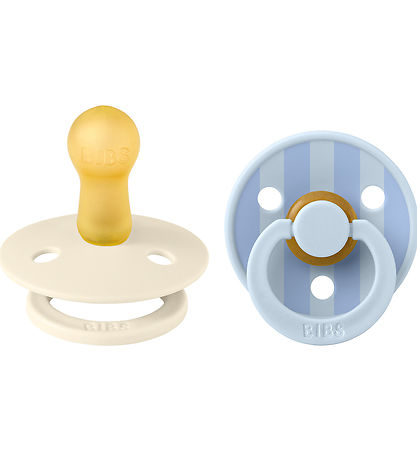 BIBS Colour Schnuller - Gr. 2 - 2er-Pack - Rund - Ivory/Baby Blu