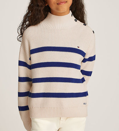 Tommy Hilfiger Genser - Strikk - Mock Neck - Ivory Petal/Wedge B