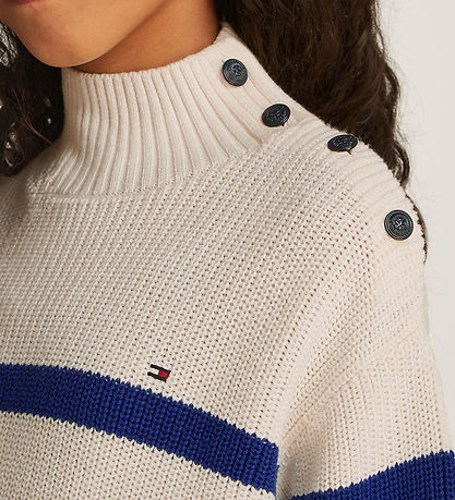 Tommy Hilfiger Genser - Strikk - Mock Neck - Ivory Petal/Wedge B
