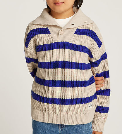 Blouse Tommy Hilfiger - Tricoté - Coin Blue Stripe Classic+ Beig Blouse Tommy Hilfiger - Tricoté - Coin Blue Stripe Classic+ Beig