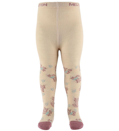 Melton Tights - Wool - CAT Love - Ivory Cream