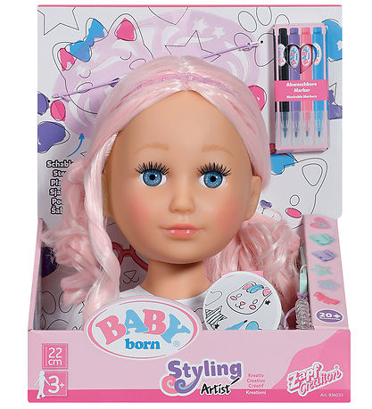Baby Born Makeup head w. Accessories - Sister Styling Artist