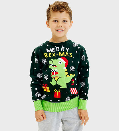 Jule-Sweaters Blouse - Sweet Kerstmis Dino - Groen Jule-Sweaters Blouse - Sweet Kerstmis Dino - Groen