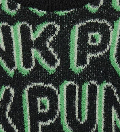 Kids Only Pusero - Neulottu - KogPunk - Black/Green Bee/Laurel G