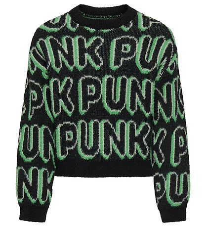 Kids Only Pusero - Neulottu - KogPunk - Black/Green Bee/Laurel G