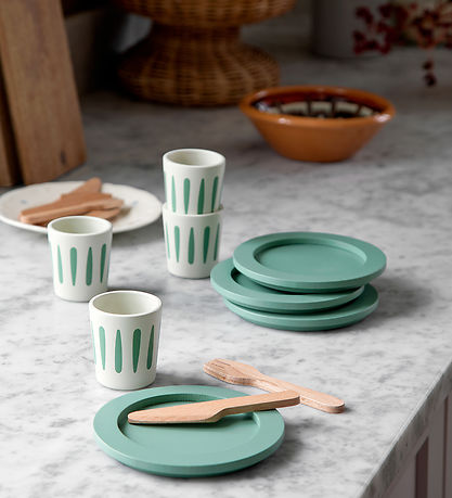 Sebra Wooden Toy - Dinner Set to 4 - Green
