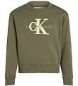 Calvin Klein Sweatshirt - Overzicht Mono Ontspannen - Dusty Oliv