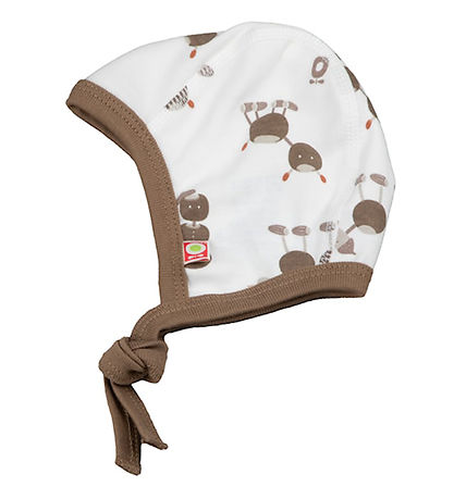 Katvig Baby Hat - Off White w. Chestnut figures