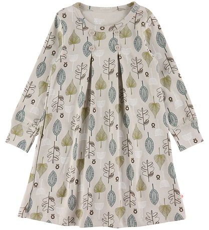 Katvig Dress - Beige w. Leaves