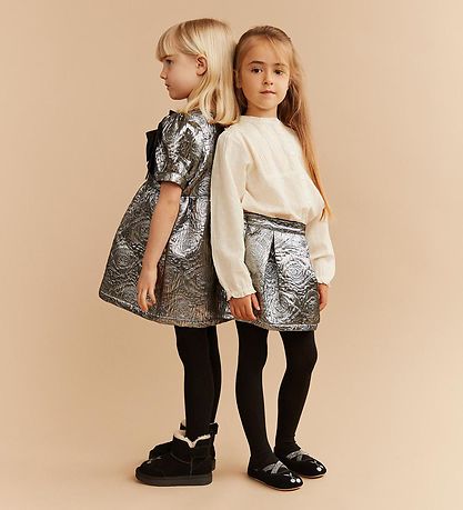 Sofie Schnoor Dress - Silver/Bows