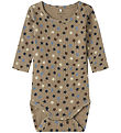 Name It Bodysuit L/æ - Rib - NbmRicco - Weathered Teak w. Stars