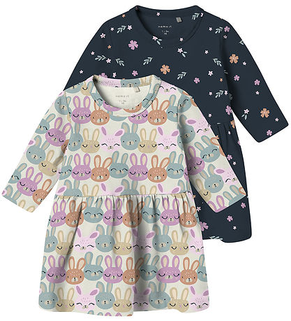 Name It Dress - 2-Pack - NbfVandora - Dark Sapphire/Small Flower Name It Dress - 2-Pack - NbfVandora - Dark Sapphire/Small Flower