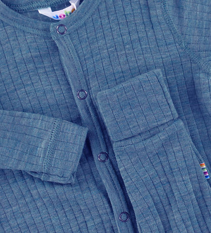 Joha Nightsuit w. Feet - Wool - Denim Blue