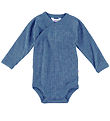Joha Wrap Bodysuit L/æ - Wool - Denim Blue Joha Wrap Bodysuit L/æ - Wool - Denim Blue