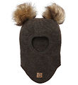 Mikk-Line Balaclava - Ull - 1-lag - Dark Brown Melange m. Kvas