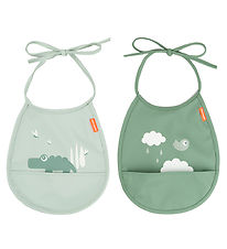 Done by Deer Bib - PU - 2-Pack - Croco Green