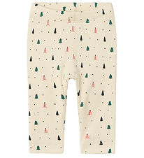 Name It Leggings - Rib - NbnDab - Summer Sand w. Christmas Trees Name It Leggings - Rib - NbnDab - Summer Sand w. Christmas Trees
