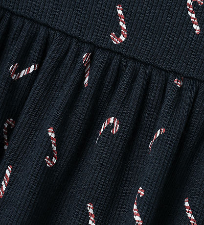 Name It Dress - Rib - NmfDab - Dark Sapphire w. Christmas sticks