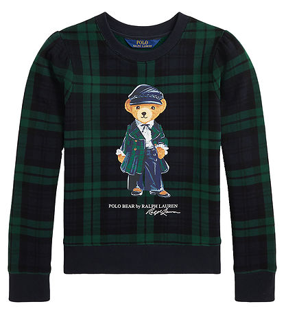 Polo Ralph Lauren Sweatshirt - Black/Green Check w. Soft Toy Polo Ralph Lauren Sweatshirt - Black/Green Check w. Soft Toy