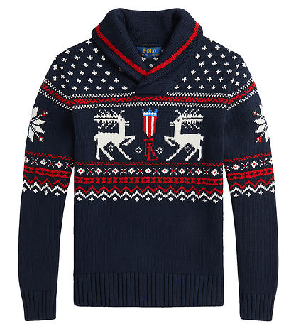 Polo Ralph Lauren Blouse - Cotton/Wool - Navy w. Pattern