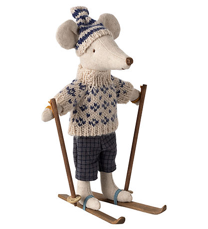 Maileg Wintermaus m. Ski - Vater - Blau Maileg Wintermaus m. Ski - Vater - Blau