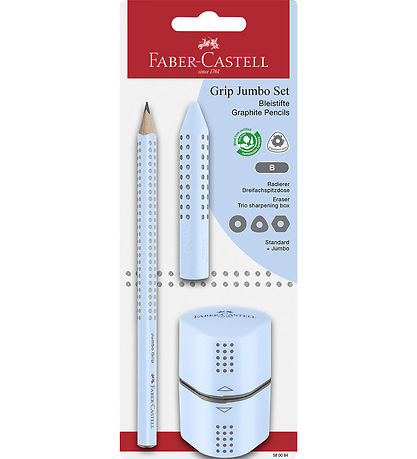 Faber-Castell Pennset - Grip Jumbo - 3 Delar - Sky Blue