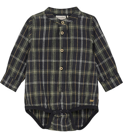 Minymo Hemdbody L/æ - Dark Navy m. Karos