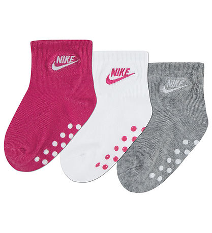 Nike Socks - 3-Pack - Non-Slip - Pink/White/Gray