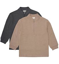 Minymo Sweatshirts - 2-Pack - Half Zip - Fossil Minymo Sweatshirts - 2-Pack - Half Zip - Fossil