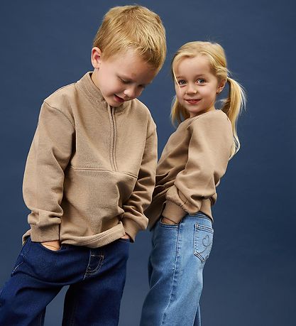 Sweatshirts Minymo - 2 Pack - Demi-zip - Fossil Sweatshirts Minymo - 2 Pack - Demi-zip - Fossil