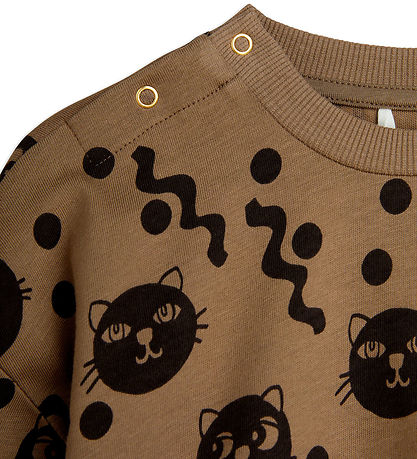 Mini Rodini Baby Set - Squiggly Cats AOP - Brown