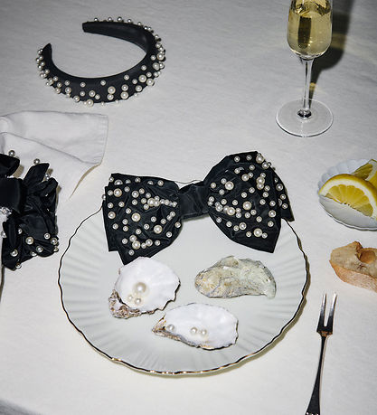 DAY ET Hair Clip - Pearl Bead Hair Bow - 20x11.5 cm - Black