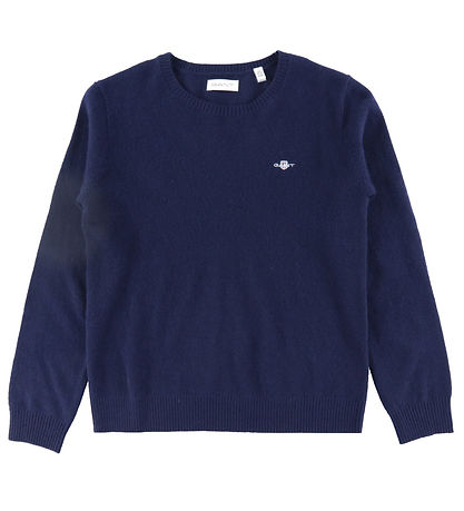 GANT Blouse - Knitted - Wool - Shield - Evening Blue