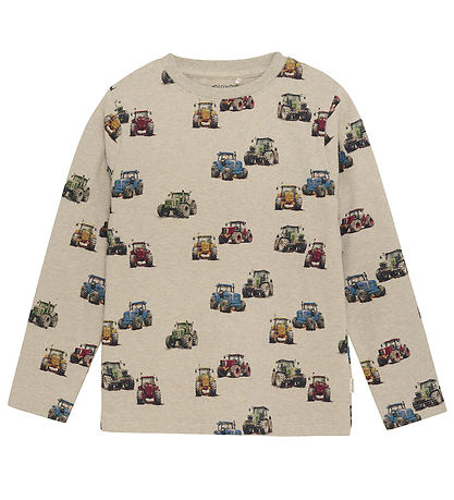 Minymo Bluse - Beige Melange m. Traktoren