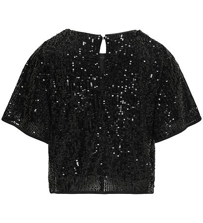 Kids Only T-shirt - KogFransa - Svart m. Paljetter