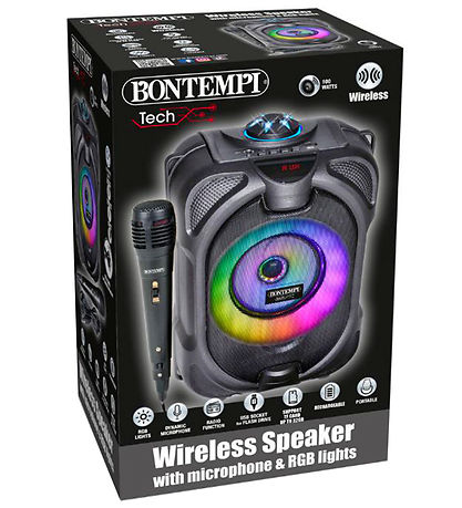 Enceinte av. Micro/Lumière Bontempi - 26 cm - Sans fil Enceinte av. Micro/Lumière Bontempi - 26 cm - Sans fil